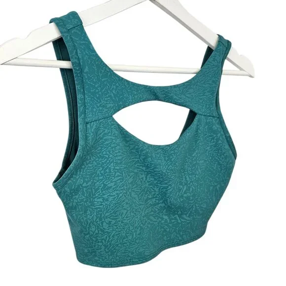 Lululemon Everlux Cut-Out Train Bra, Medium Support, B/C Cups, Green,Teal Size 6 - Picture 2 of 7